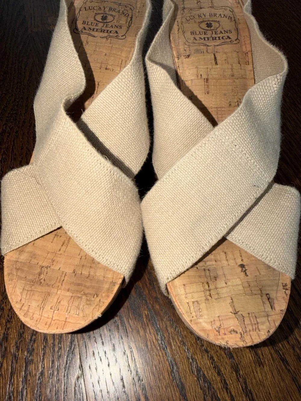 Lucky Brand Miller Crisscross Cork Wedge Sandals